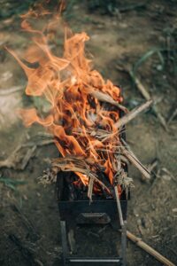 Harvest moon fire pit for a Thanksgiving party theme