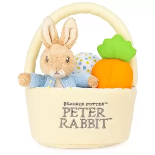 GUND Beatrix Potter Peter Rabbit Easter Basket Sensory Toy Playset, 4-Piece Plush Toy Playset for Ages 1 and Up, 8.5