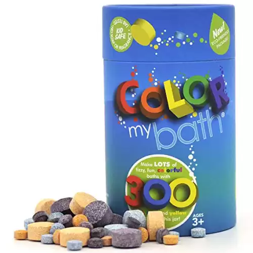 Color My Bath - 300 Count - The Original Fizzy Color Changing Tablets - Non Toxic, Non Staining, Fragrance Free Eco-Friendly Container - Fun Educational Bathtime Activity for Kids - Made in The USA