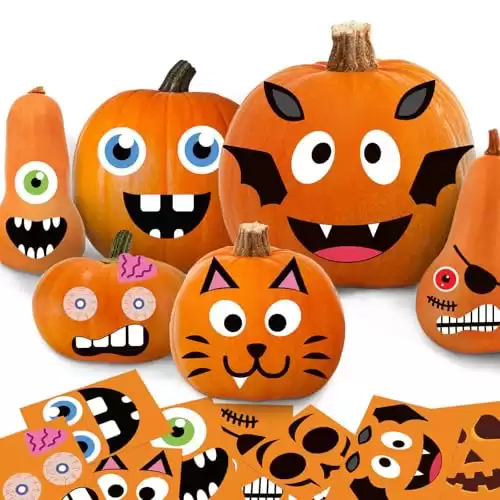 Funnlot Halloween Pumpkin Decorating Kit Crafts Face Stickers Halloween Pumpkin Decor Stickers Jack O Lantern Stickers Pumpkin Stickers for Kids Halloween Party Favors 24 Sheet