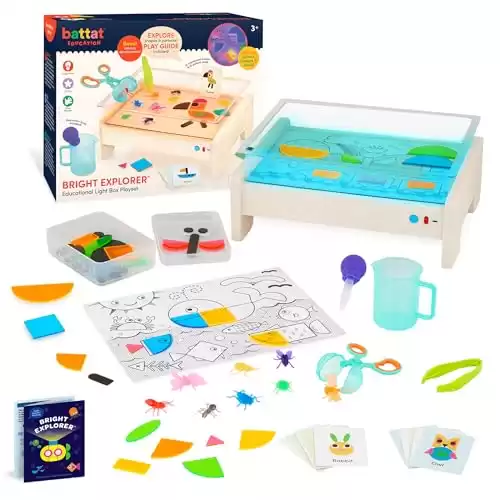 Battat Education Tracing Light Box Light Table for Kids Sensory Lights Light Up Board for Kids - Educational Science Kit 3 Years + Bright Explorer (79 Pcs)