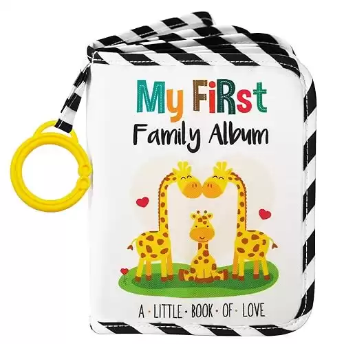 Urban Kiddy Baby's My First Family Album | Soft Photo Cloth Book Gift Set for Newborn Toddler & Kids (Giraffe)