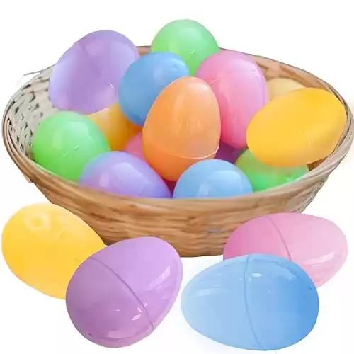 GiftExpress Pastel Color Easter Eggs - 50 Piece Assorted Bulk 2.3" x 1.75" Plastic Eggs w/ Hinge - Adult & Kid Party Toys for Gift Baskets or Egg Hunt Decor