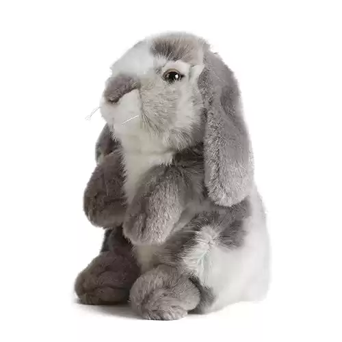 Living Nature Grey Sitting Lop Eared Rabbit Stuffed Animal | Fluffy Rabbit Animal | Soft Toy for Kids | 7 inches